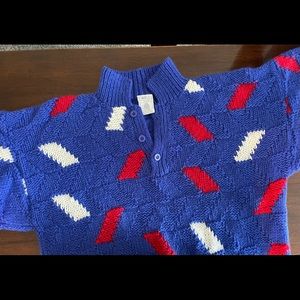 Vintage Mens sweater, 100% wool, CB Sports. Medium. Three button opening.